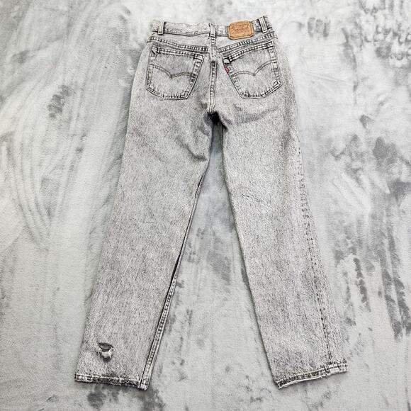 Vintage 80s Levi's Jeans Womens W28 L28 Black Acid Wash 701 Student Fit Straight - Picture 3 of 14